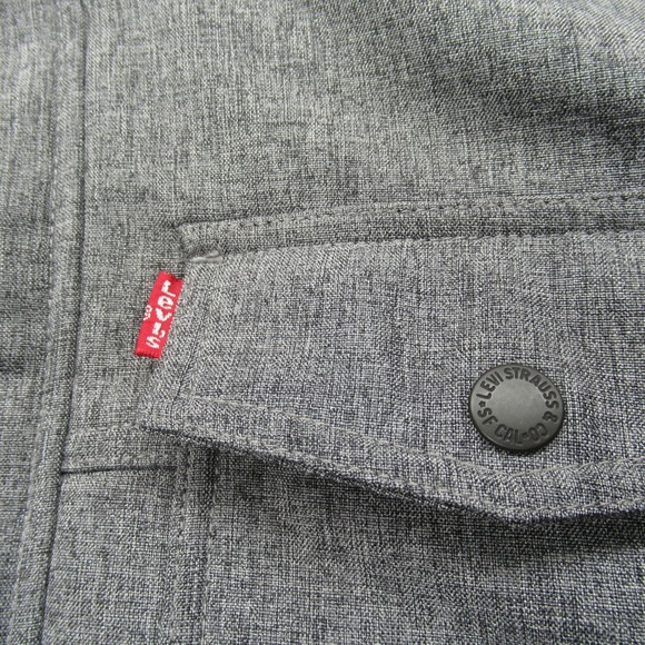 Levis Jacket Men Large Gray Sherpa Lined Water Resistant Hooded Full Zip Trucker - Picture 8 of 15